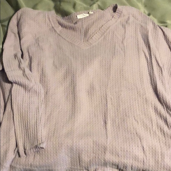 Purple long sleeve waffle top - Picture 1 of 1